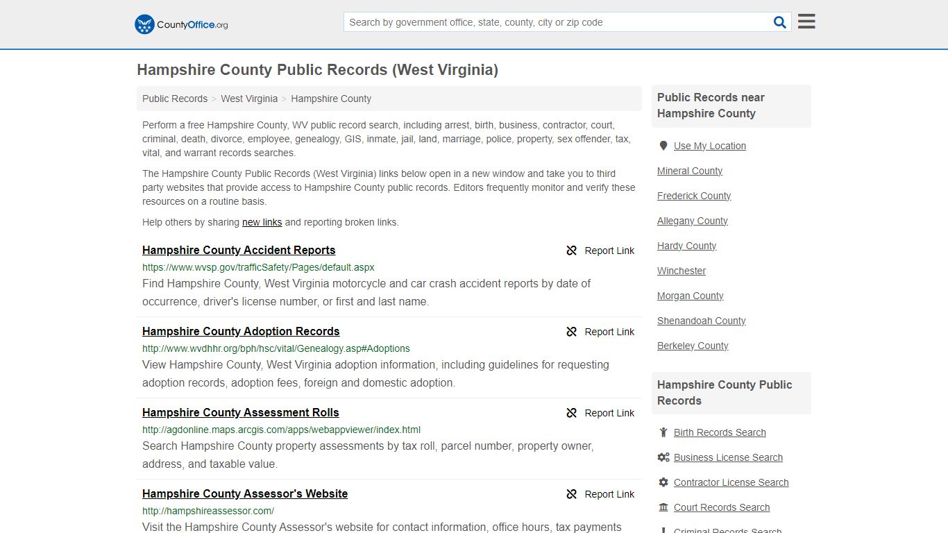 Hampshire County Public Records (West Virginia) - County Office