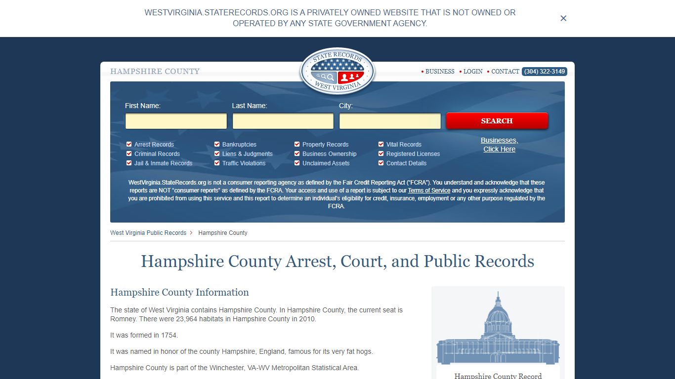Hampshire County Arrest, Court, and Public Records