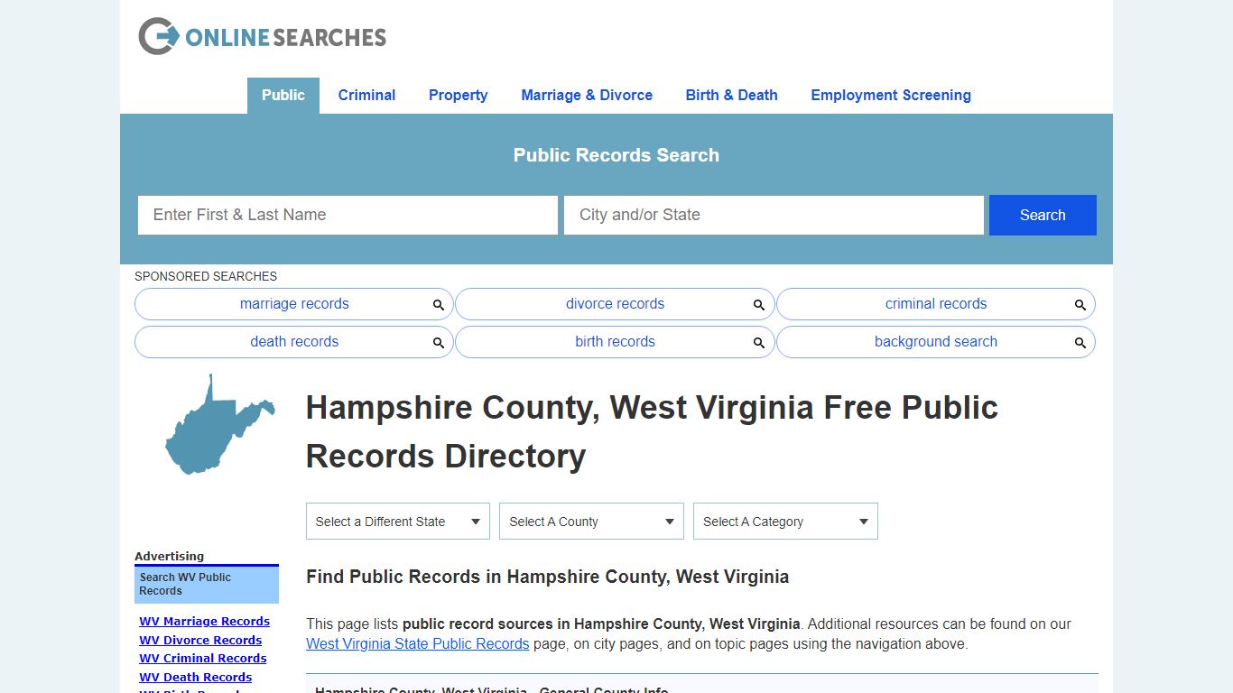 Hampshire County, West Virginia Public Records Directory