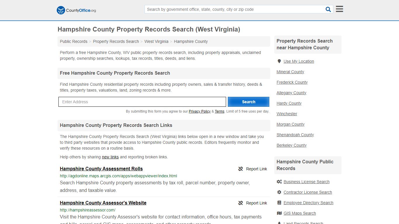 Hampshire County Property Records Search (West Virginia) - County Office