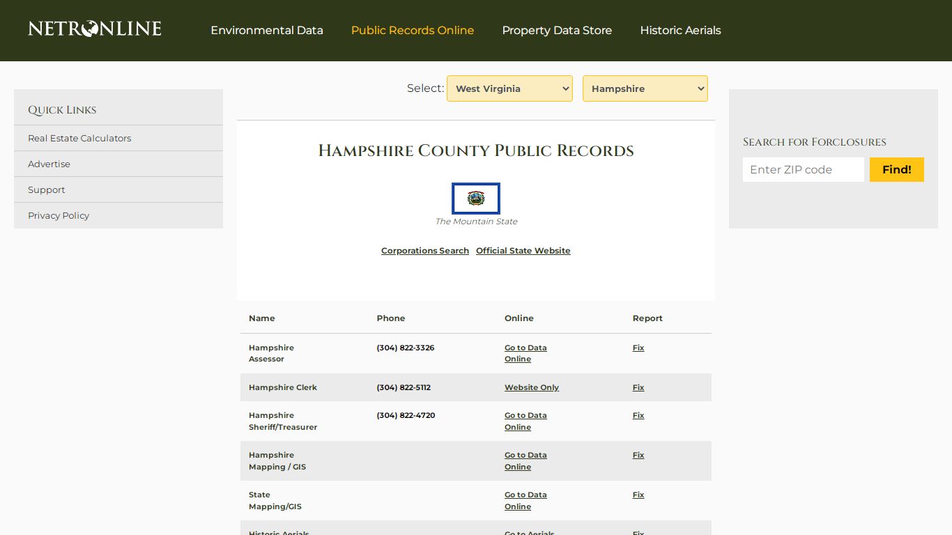 Hampshire County Public Records - NETROnline.com
