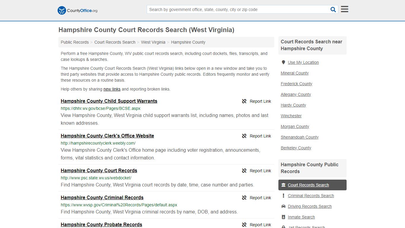 Hampshire County Court Records Search (West Virginia) - County Office